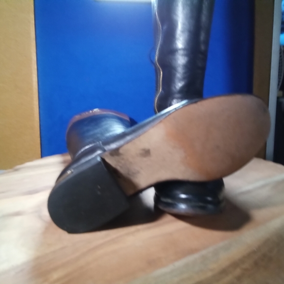 Michael Kors Black & Brown Leather Riding Boots w/ Gold Tone Hardware Sz. 7.5-US - Picture 14 of 16